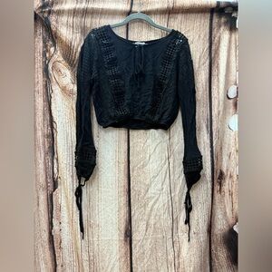 Chic Black Crochet Women's Blouse